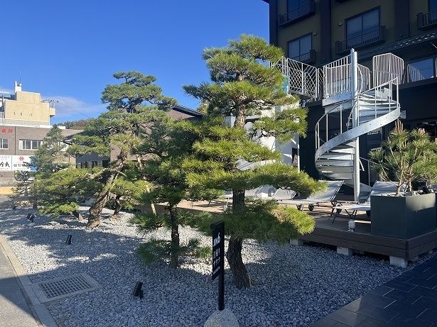海の近くといえば松の木ということで、入口には松が並ぶ