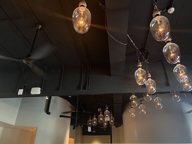 「イカサウナ」のあるフロアの天井にはイカ釣りのライトを模した照明