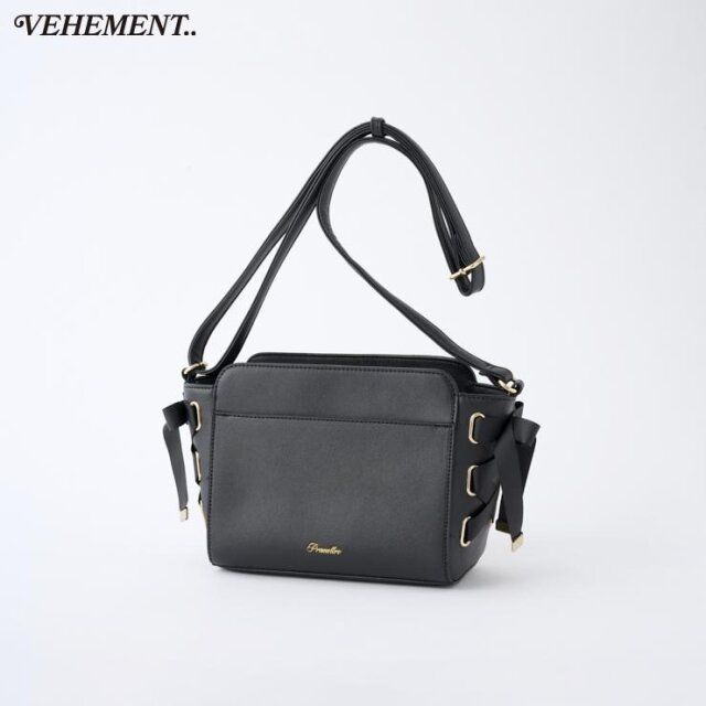 2025しまむら冬高見え黒レディースサイドリボンショルダーバッグ