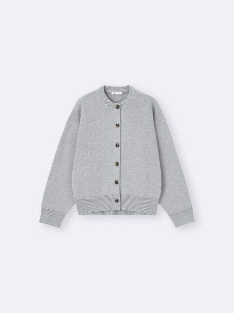 2025gu女性スウェットライクニットドルマンスリーブカーディガン