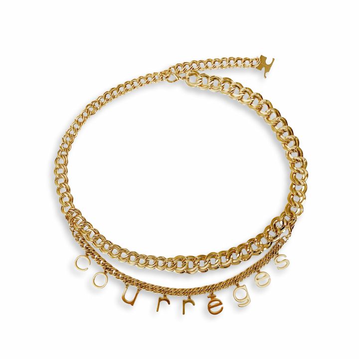 CourregesクレージュロゴチェーンベルトゴールドカラーレディースアクセサリーY2K正規品【中古】【鑑定済み】