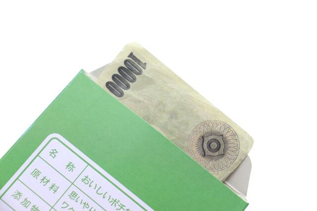 万型封筒 5枚 ぺりぺりお菓子パッケージ お札を取り出す