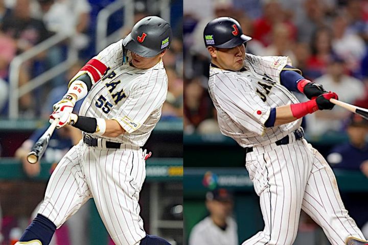 村上宗隆（左）、岡本和真（C）Getty Images