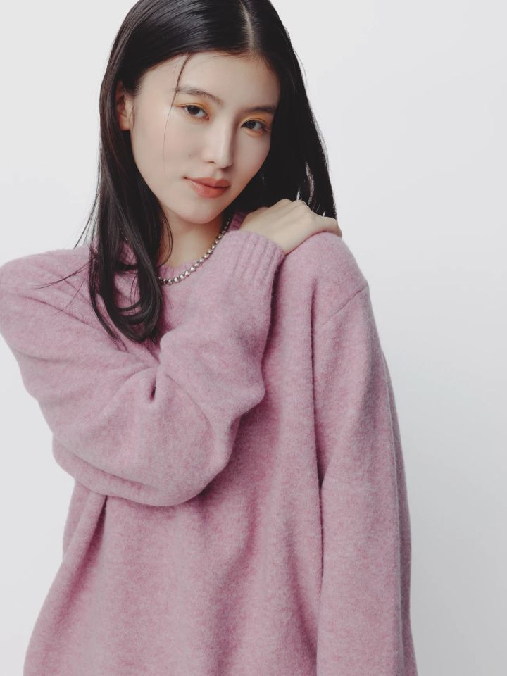 ユニクロ UNIQLO メンズニット スフレヤーンクルーネックセーター ベージュメイク