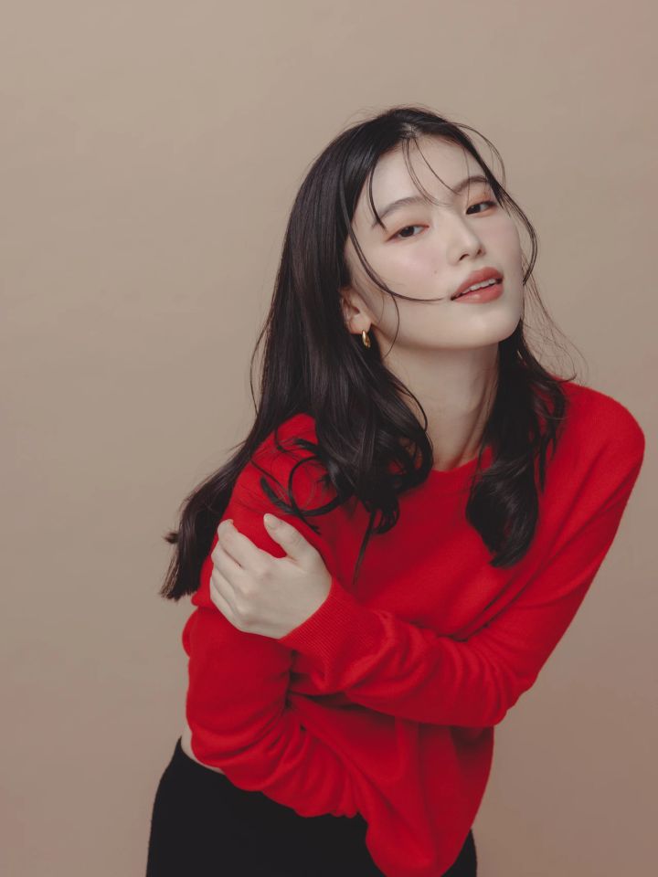 ユニクロ UNIQLO カシミヤニット ラムクルーネックセーター ピンクメイク