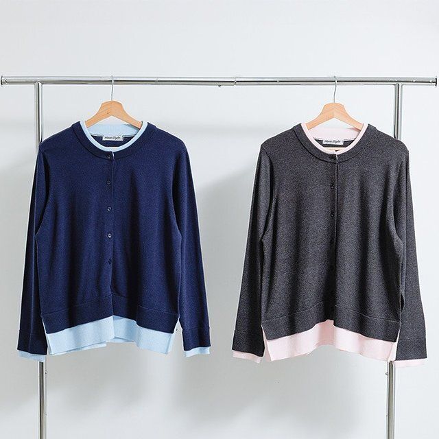 しまむらの配色ニットカーディガン（Hina）