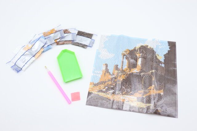 ビーズアートキット絵画（ライオン／建物） セット内容