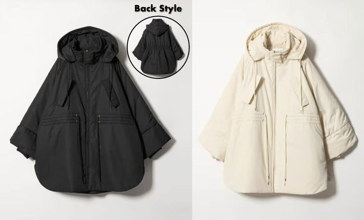 画像: ＜EMMEL REFINES＞EM ポンチョライクナカワタ コート（ブラック/オフホワイト）各¥31,900（ともにユナイテッドアローズグリーンレーベル リラクシング）