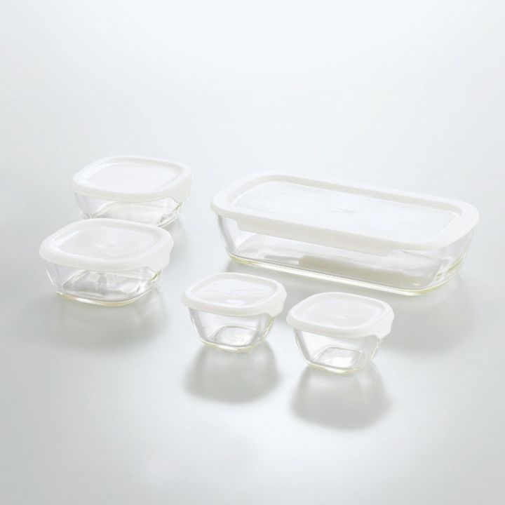 HARIO（ハリオ）耐熱ガラス製保存容器・ミニ角小鉢5点セット