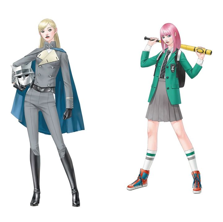 左/主人公の一人、新月のツクヨミ。右/主人公を助ける金鵄の武内むつ。