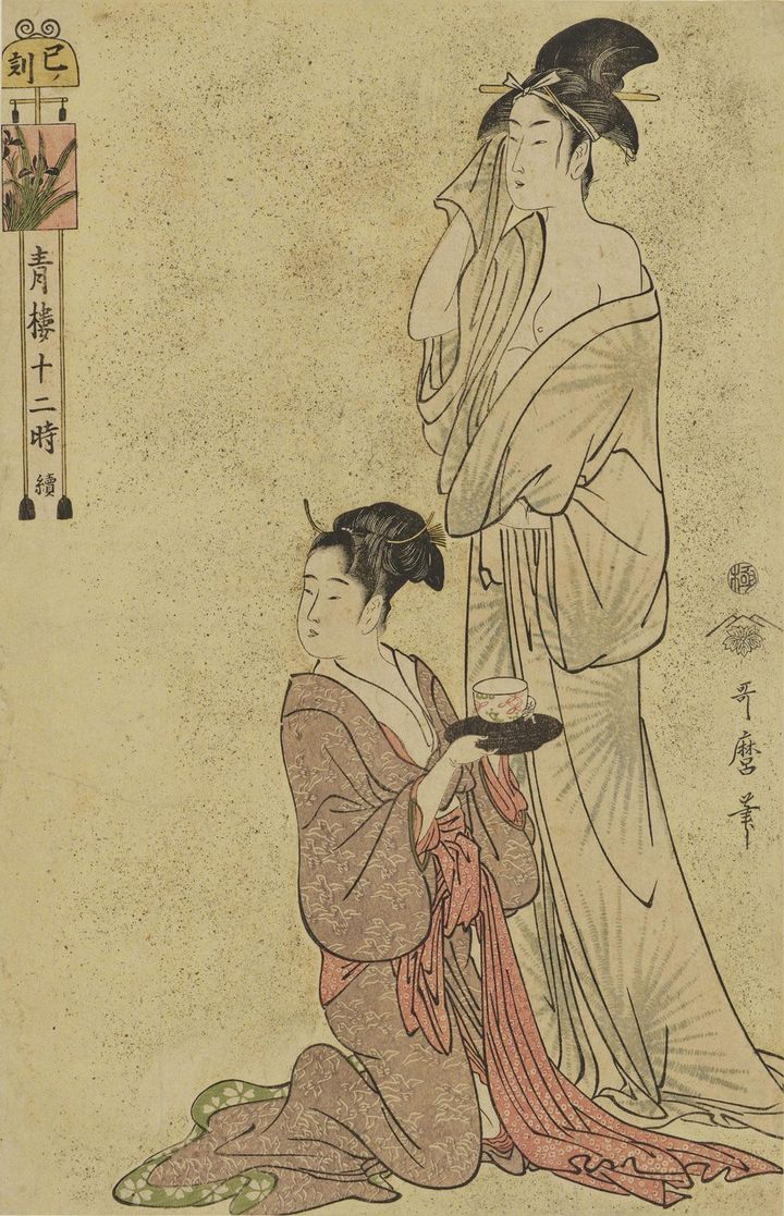 喜多川歌麿「青樓十二時 續・巳（み）ノ刻」（午前10時）