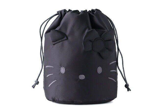 HELLO KITTY［ハローキティ］光沢感がシックなフェイス巾着ポーチ