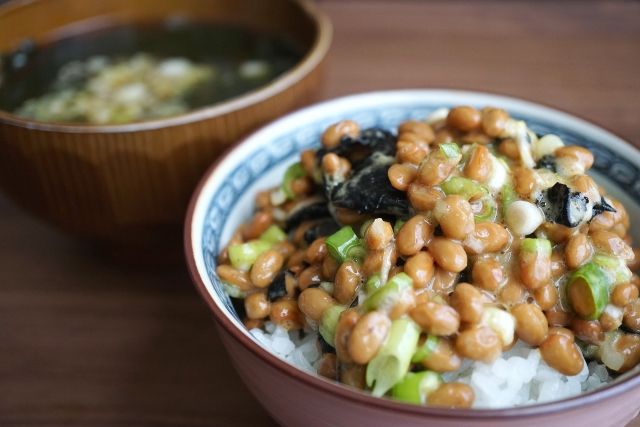 ねぎと海苔が入った納豆 納豆ご飯
