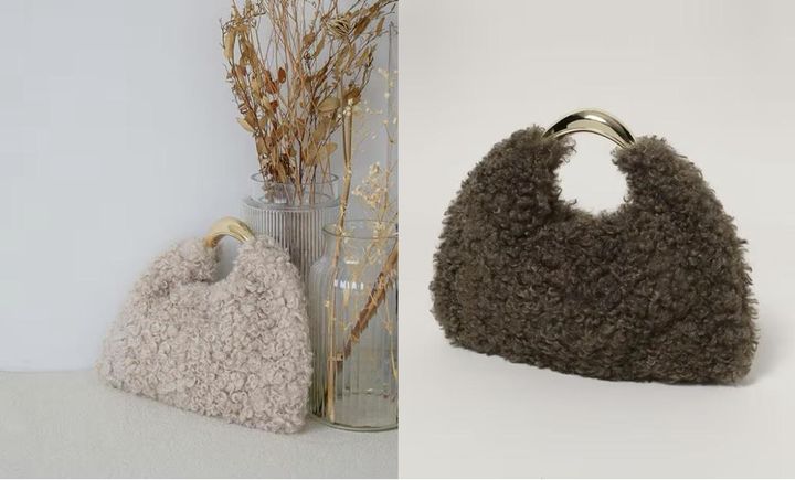 画像: 【別注】LE VERNIS トライアングルBAG（ライトベージュ/ブラウン）¥13,750（ともにアパートバイ）