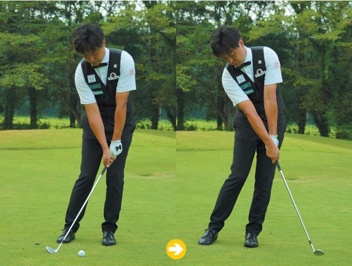 アプローチで上手く転がすコツは？「右ヒザを左ヒザに寄せると…」プロが解説