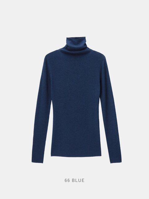 PLSTシアーリブタートルネックセーターのBLUE