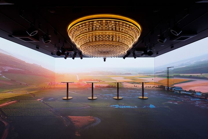 大型のLEDビジョンに映し出されたのは、ブルゴーニュ地方の広大なワイン畑。