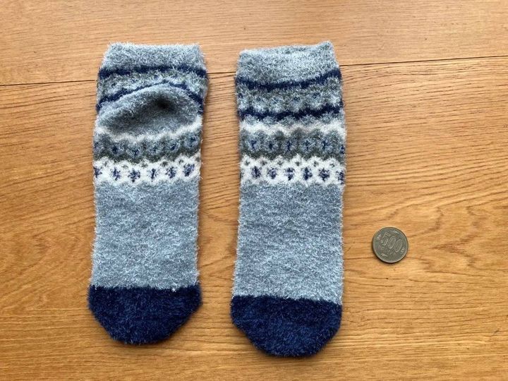 DAISO(ダイソー)：重ね履きソックス(シャギーモール、フェアアイル柄)