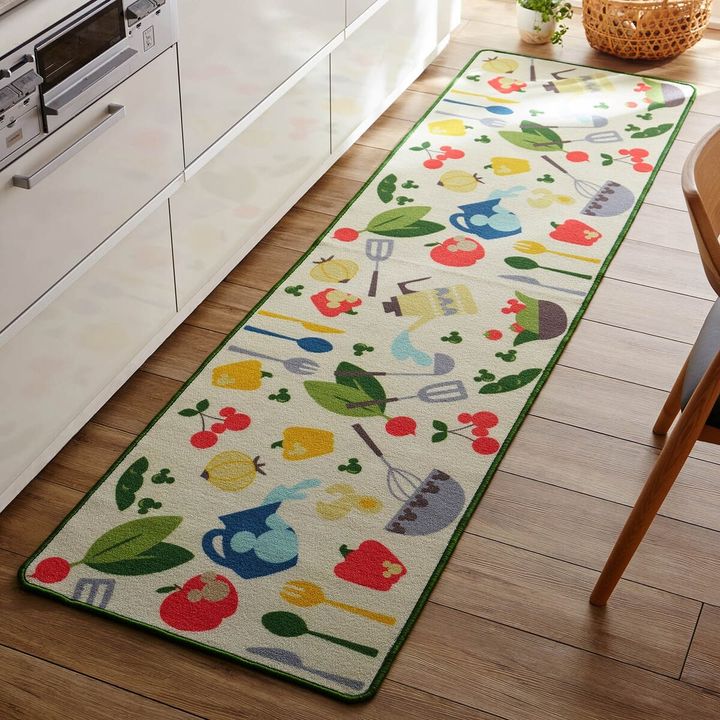 サイズ豊富なプリントキッチンマット キッチンモチーフ