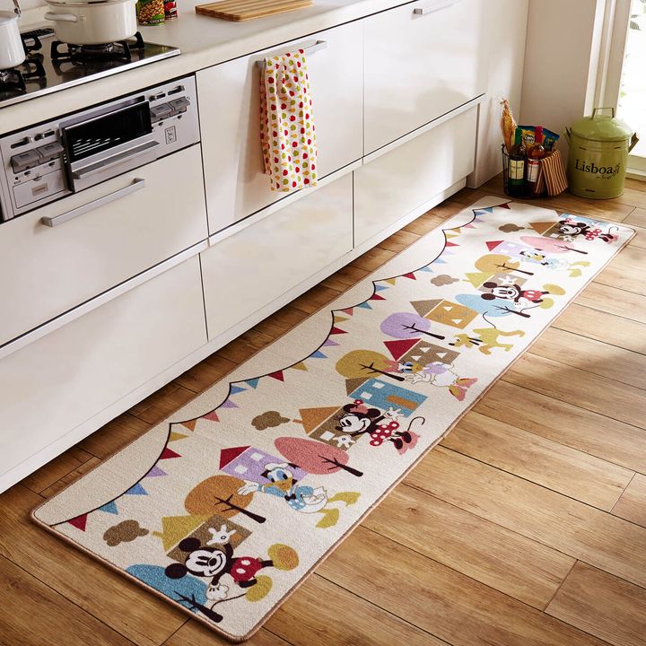 サイズ豊富なプリントキッチンマット ミッキー＆フレンズ