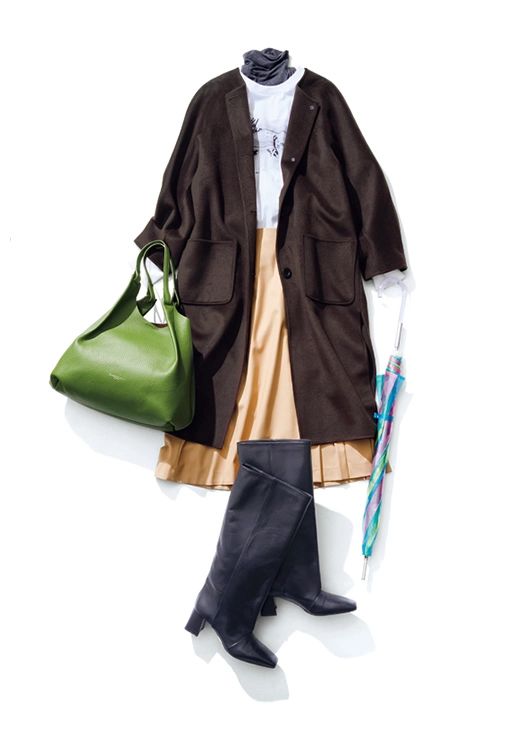 雨模様の日はあったかレイヤードで出勤