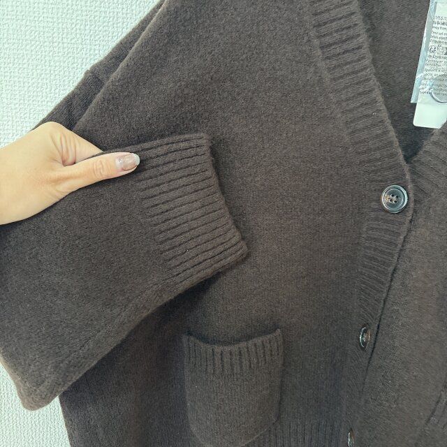 ユニクロスフレヤーンショートカーディガンのリブ編み部分