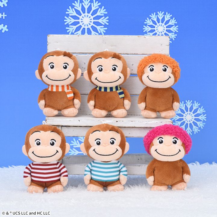 おさるのジョージ ぽってりマスコット カラフルウィンター