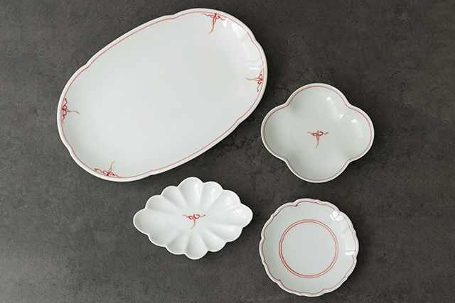 DEAN＆DELUCA 洸琳窯 花型楕円皿 木甲皿・桔梗渕3寸皿・菊紋小皿