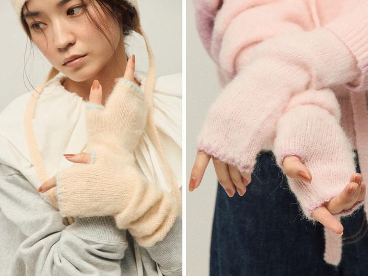 画像: 「アルパカ混 バイカラー ニットグローブ」各￥4,950 出典：ファーストハンド