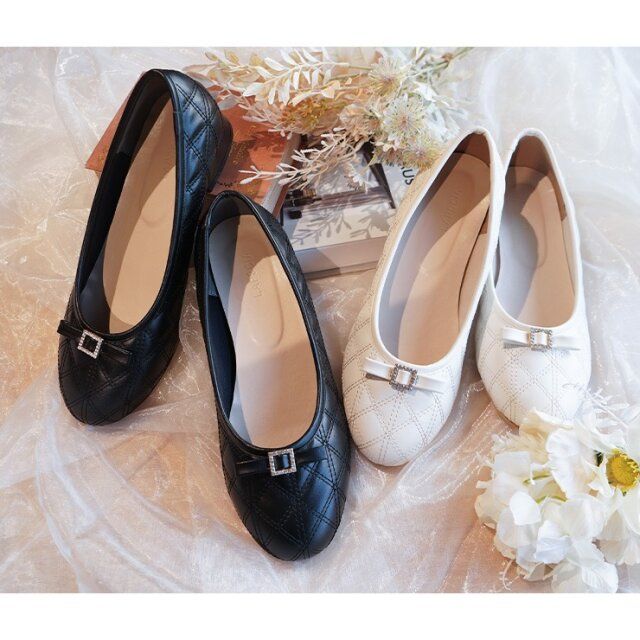 2025冬しまむらコラボレディース高見えキルティングパンプス