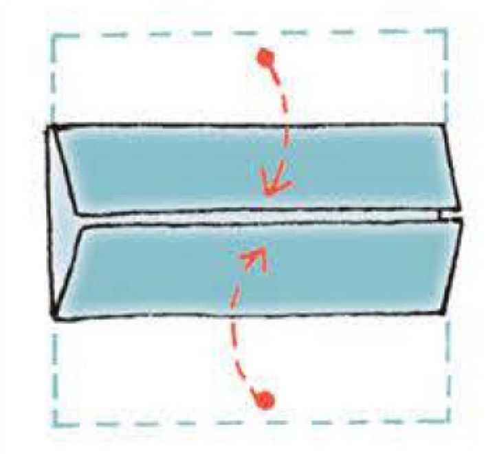 ①裏を上にして広げ、上下の辺を中央に向かって折る。