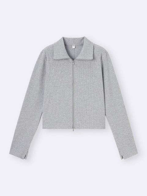 2025gu大人女性おすすめリブダブルジップカーディガン