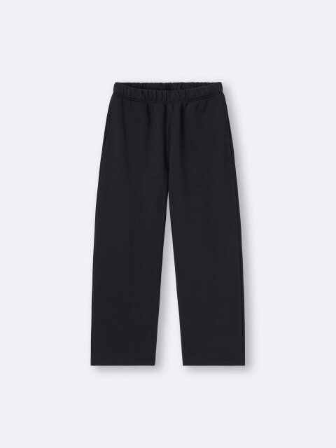 2025gu大人女性おすすめ黒ヘビーウェイトスウェットワイドストレートパンツ