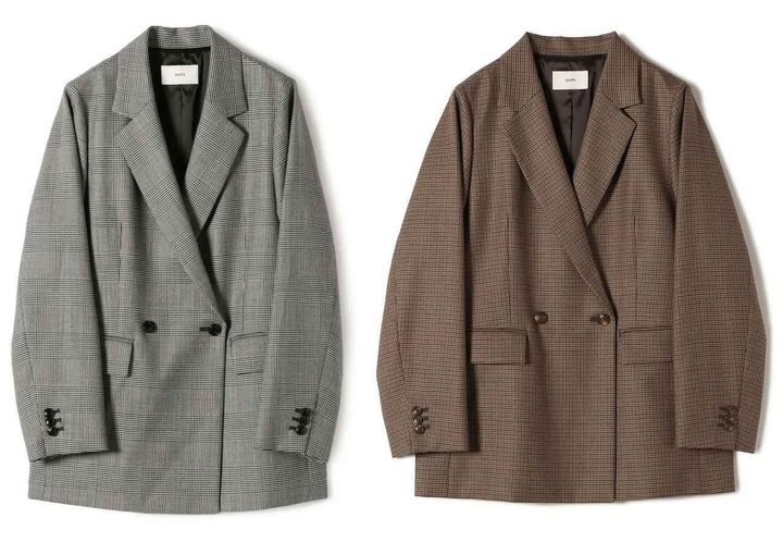 画像: 「ウォッシャブル ウール チェック ダブル ジャケット」各￥37,400 出典：シップス