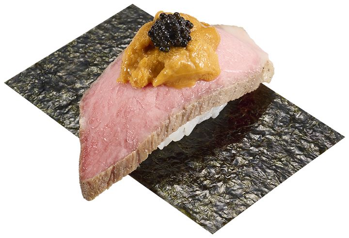 うにと黒毛和牛包み ランプフィッシュキャビア