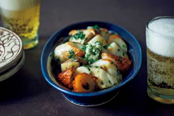 ちくわとエリンギのパセリバターソース