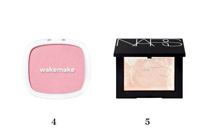 4.wakemake シアーブリーズブラッ シャー 04 ￥1,650 5.ナーズ ライトリフレクティング プリズマティックパウダー ￥6,380（限定）／NARS JAPAN