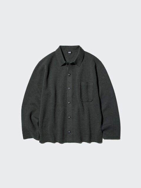 ユニクロミラノリブシャツカーディガン OLIVE