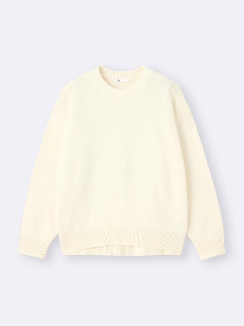 2025gu冬大人女性おすすめスウェットライクニットオーバーサイズプルオーバー