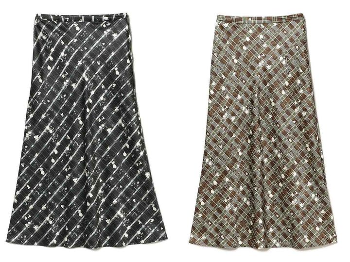 画像: 「チェック フラワー プリント タイト スカート」各￥14,300 出典：レイ ビームス