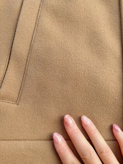 GUコージーメルトンショートフーディコートの生地感