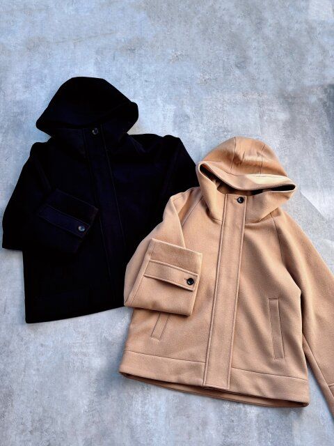 GUコージーメルトンショートフーディコート