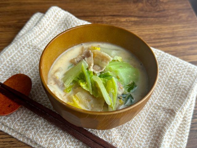 白菜と豚の和風ミルクスープ