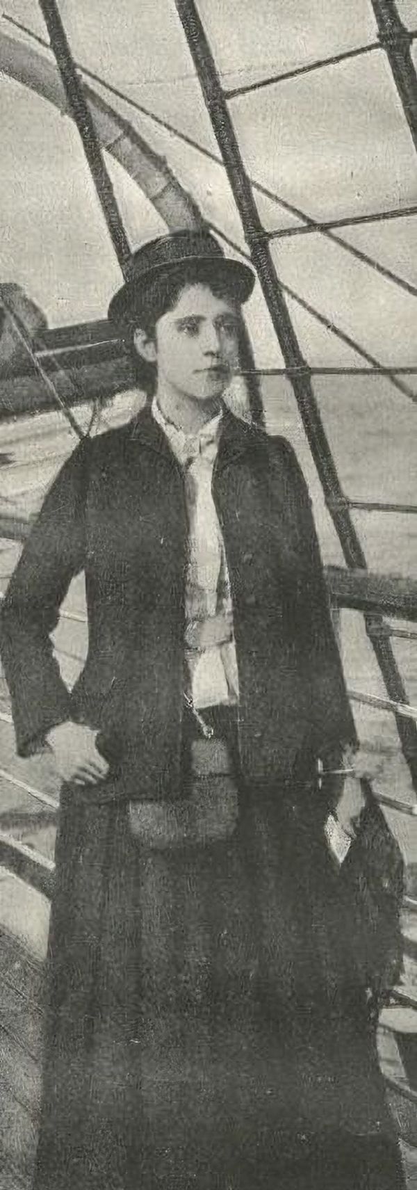 ネリー・ブライとの世界一周競争中、客船の甲板上でのエリザベス・ビスランド