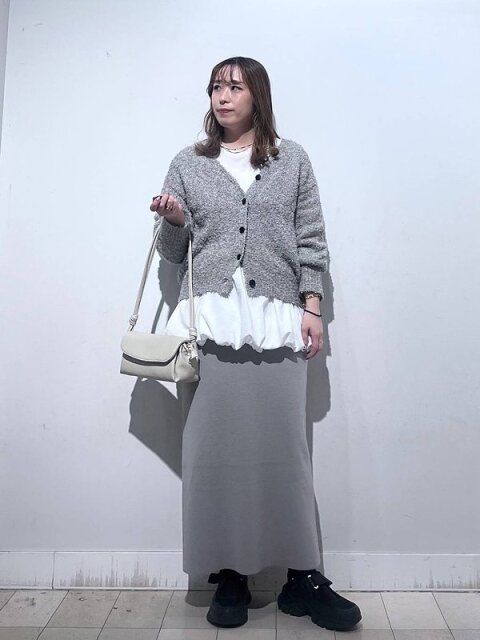 グローバルワークのテープヤーンカーディガンスカートのセット