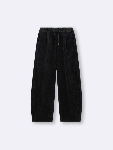 2025gu大人女性おすすめコーデュロイバレルレッグイージーパンツ