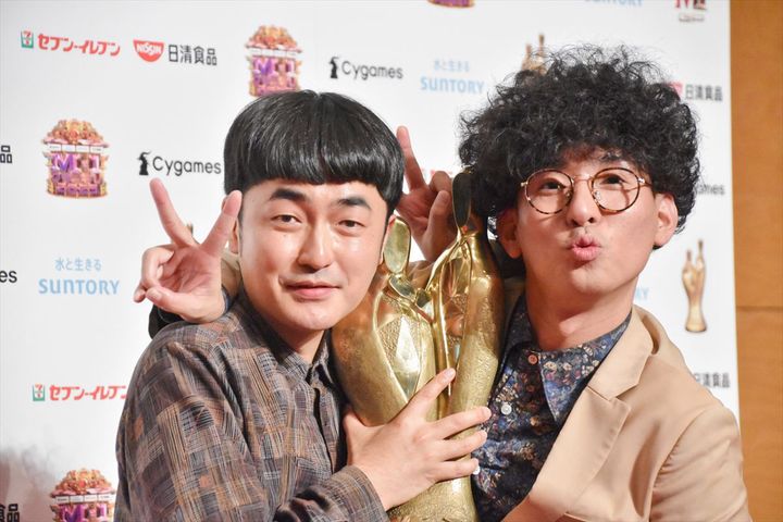 『M‐1グランプリ2025』決勝・優勝者記者会見に登壇したたくろう（左から）赤木裕・きむらバンド クランクイン！ width=