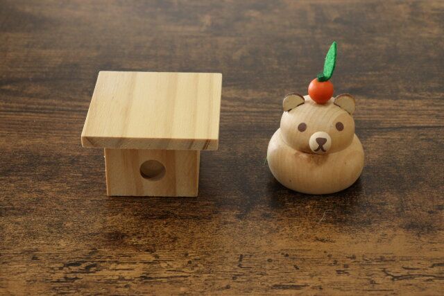 木製鏡餅台座 木製鏡餅 クマ