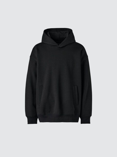 2025冬大人女性おすすめ黒スウェットオーバーサイズプルパーカ