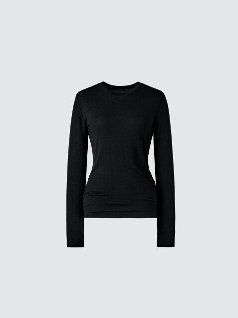 2025冬大人女性おすすめ黒極暖ヒートテックカシミヤブレンドクルーネックT